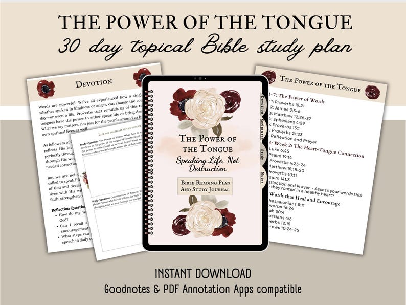 Power of the Tongue Bible Study Journal (digital Download) - Etsy