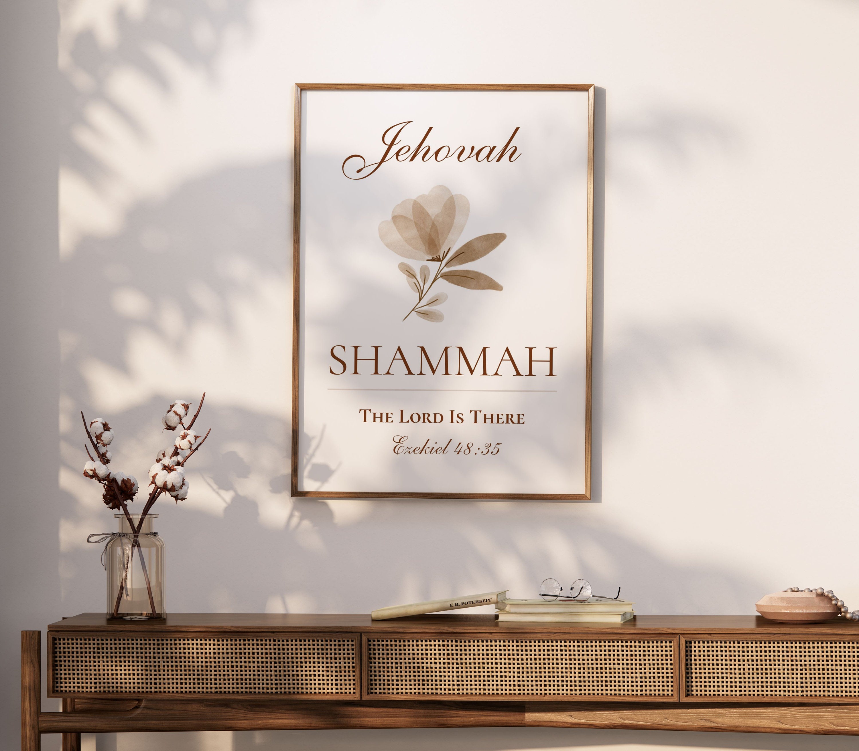Jehovah Shammah Printable, Hebrew Names of God, the Lord is There, Christian Scripture Wall Art ...
