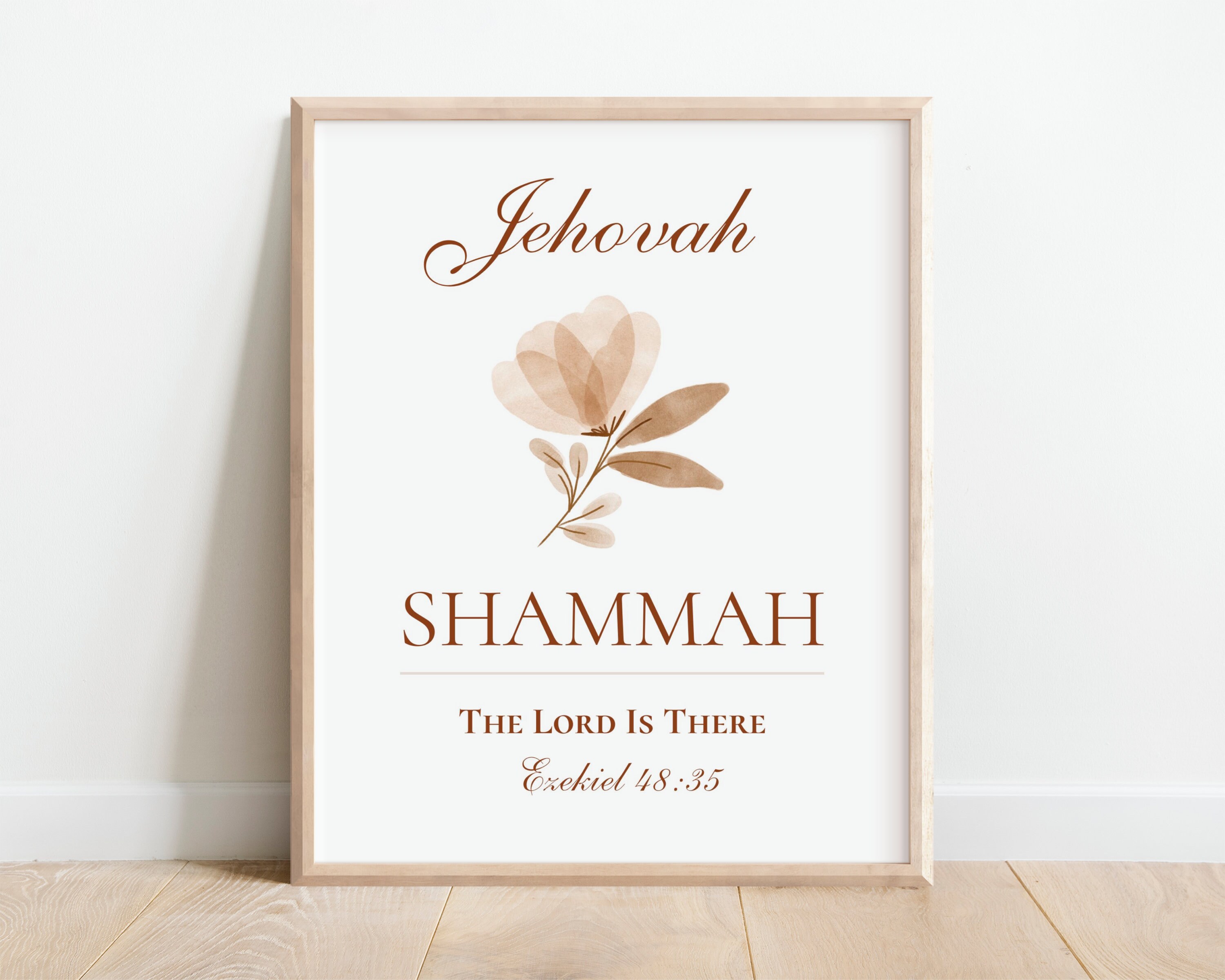 Jehovah Shammah Printable, Hebrew Names of God, the Lord is There, Christian Scripture Wall Art ...