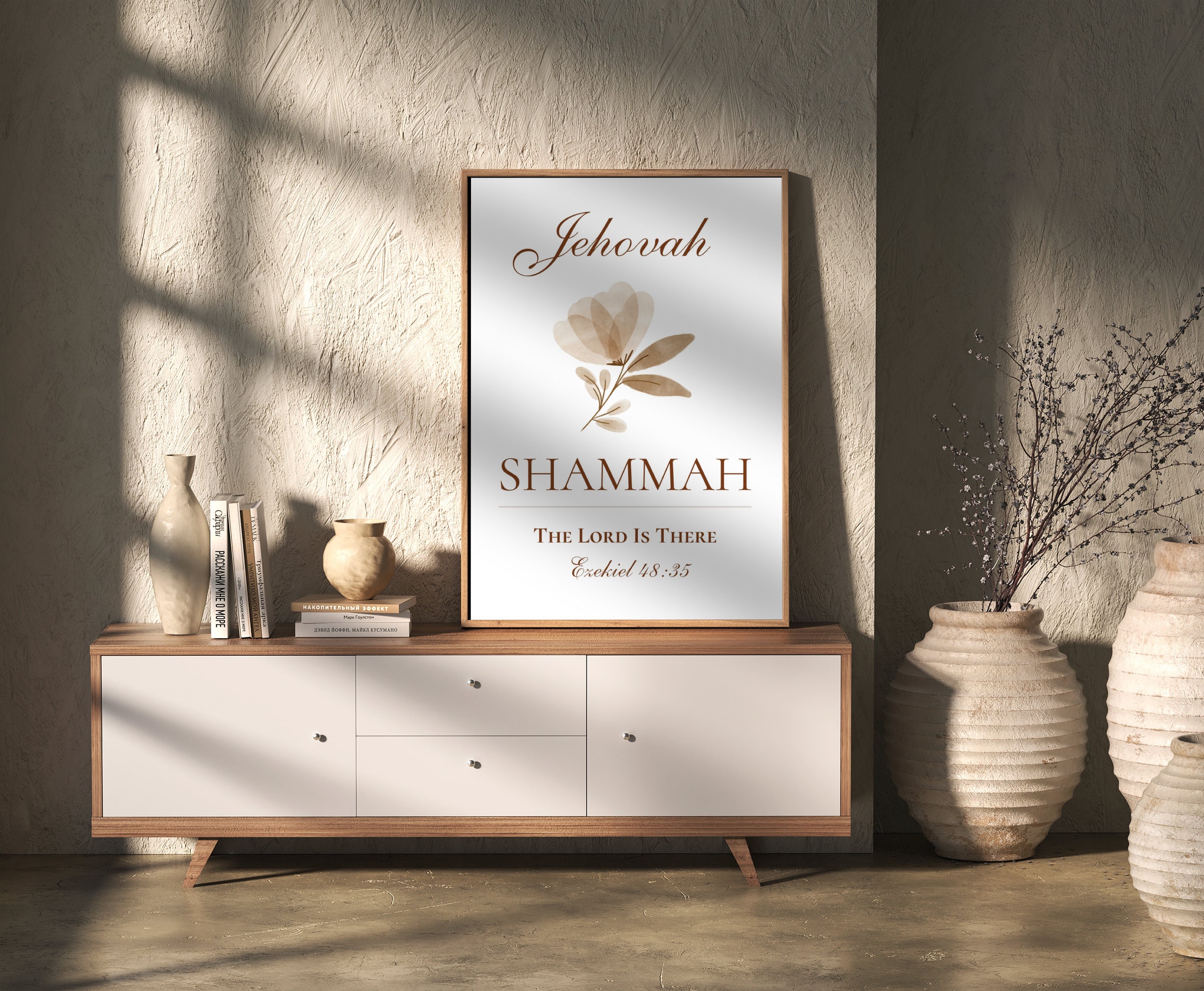 Jehovah Shammah Printable, Hebrew Names of God, the Lord is There, Christian Scripture Wall Art ...