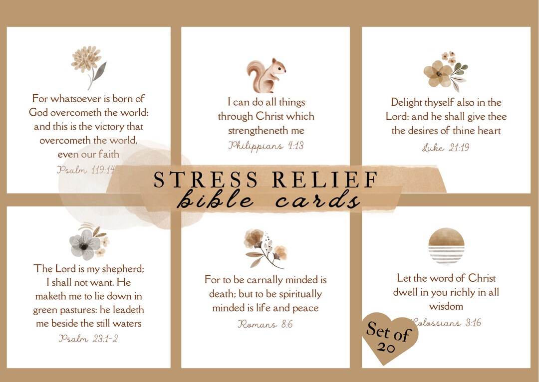 Bible Verse Cards for Stress Relief, Kjv Scripture, Bible Memorization Cards, Scripture Cards ...