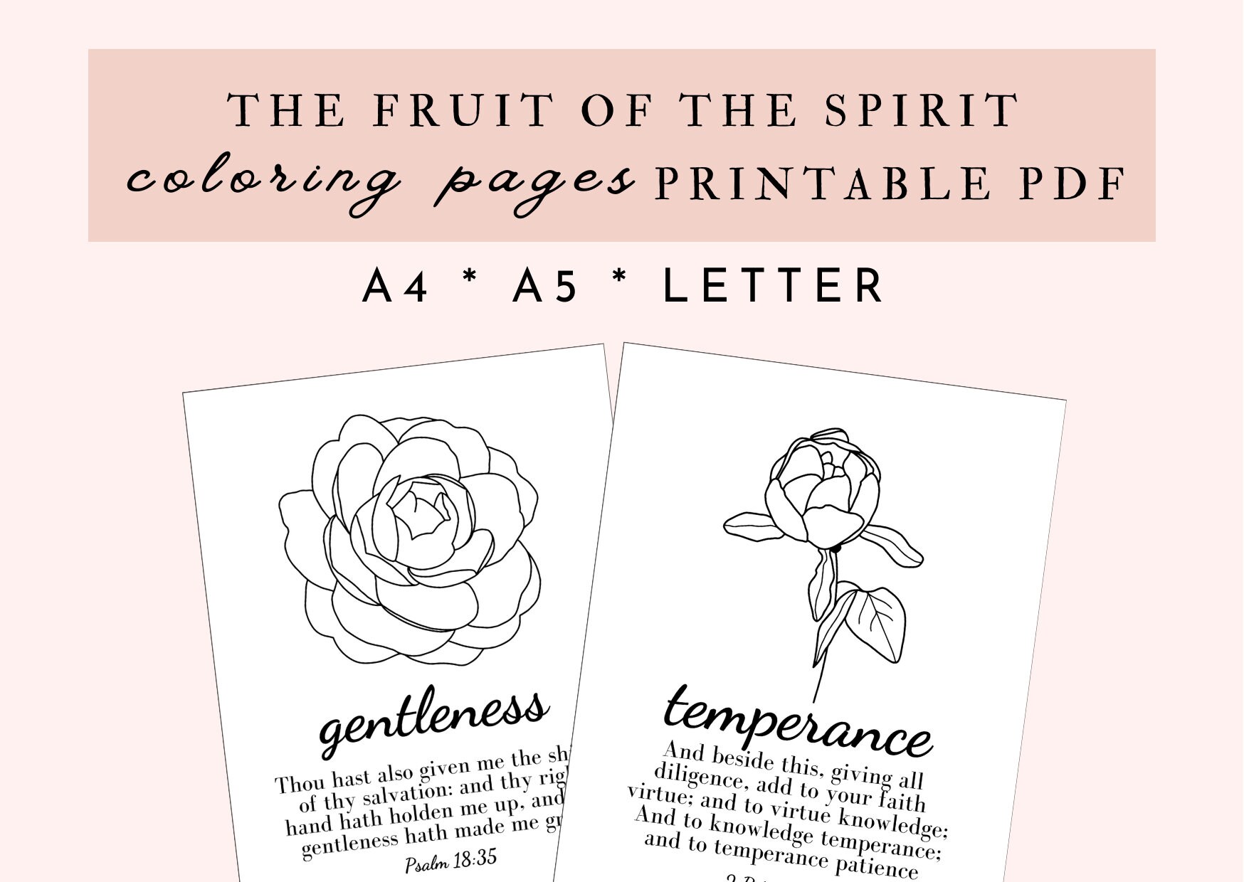 Fruit of the Spirit Floral Coloring Pages, Sunday School Coloring Sheet