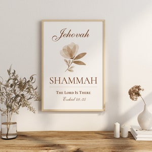 Jehovah Shammah Printable, Hebrew Names of God, the Lord is There, Christian Scripture Wall Art ...