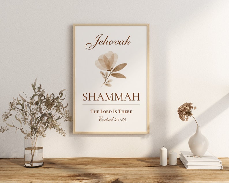 Jehovah Shammah Printable, Hebrew Names of God, the Lord is There, Christian Scripture Wall Art ...