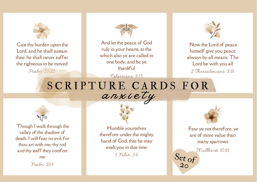 Anxiety Scripture Cards, Bible Verse Cards Printable, Prayer Cards, Anxiety Relief Gift, Prayer ...