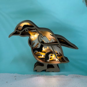 Custom 3D Carved Wooden Seal and Penguin Lamp-Illuminate Your Home-Art home décor-Coastal Charm and Artistic Wooden Gift-Wooden Toys For Kid