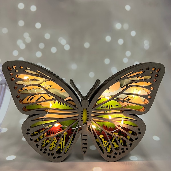 Whimsical Wings: Handcrafted 3D Carved Butterfly Lamp - Illuminate Your Space with Enchanting Artistry, a Radiant Gift of Nature's Elegance
