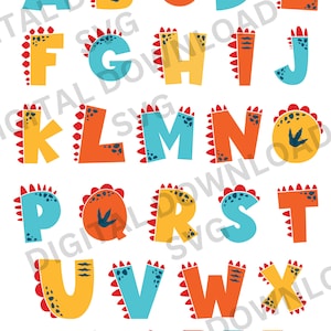 Dino Letters - SVG - Dinosaur A-Z - Instant Download