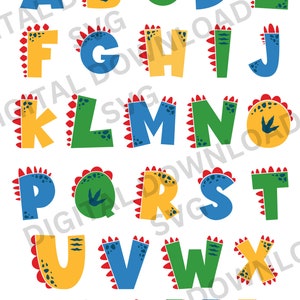 Dino Letters A-Z - SVG - Instant Download