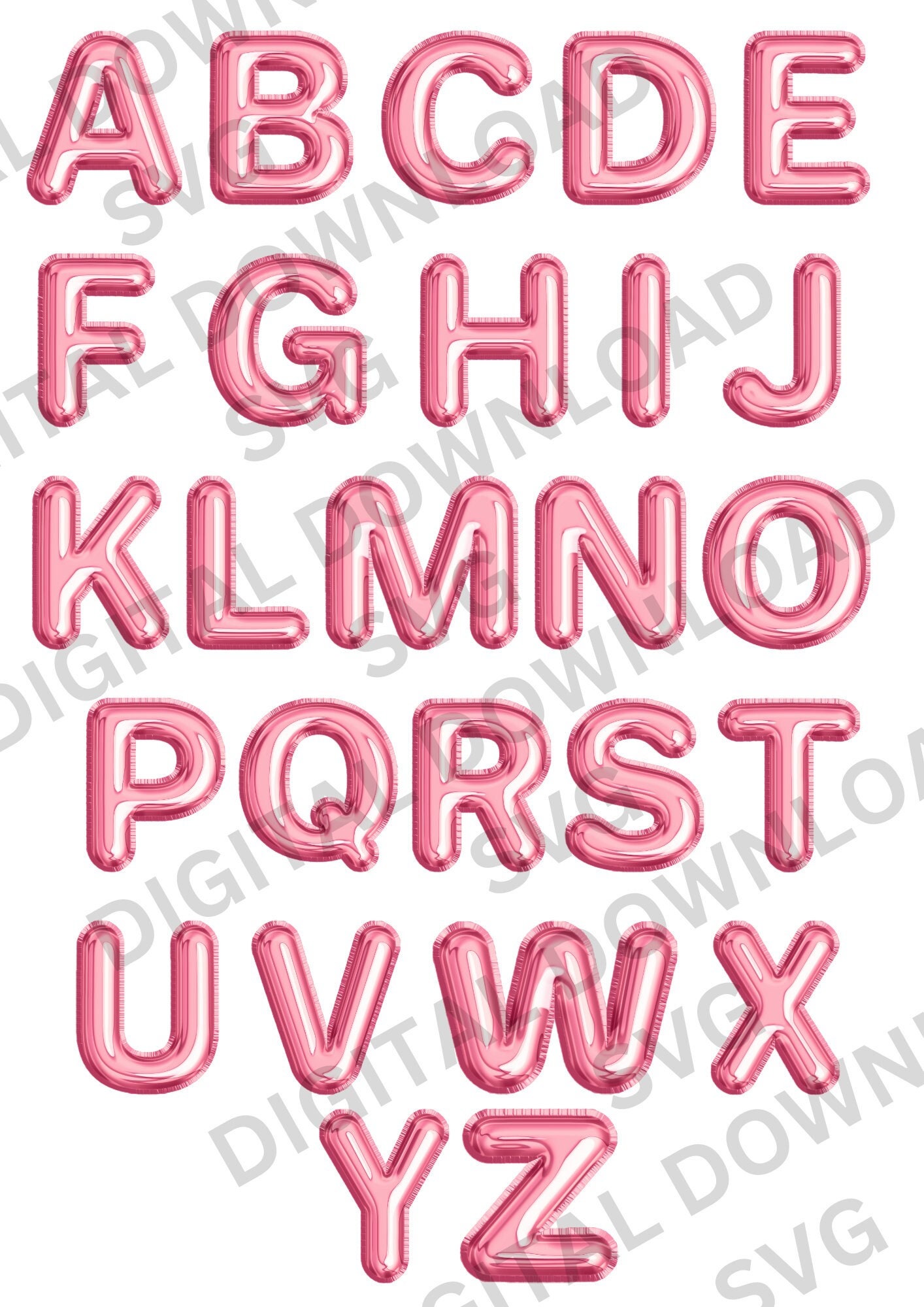 Pink Balloon Letters Capital Letters AZ SVG Etsy