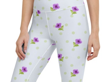 Yoga Capri Leggings lila Blumen Yoga Capri, Capri Hose, Yoga Hose, Yoga tragen, Workout Hose, Capri Leggings, Cropped Hose