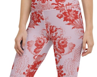 Yoga Capri Leggings rot gemustert Yoga Capri, Capri Hose, Yoga Hose, Yoga tragen, Workout Hose, Capri Leggings, Cropped Hose, Yoga Strumpfhose