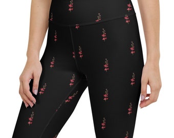 Yoga Capri Leggings rote Blumen Yoga Capri, Capri Hose, Yoga Hose, Yoga tragen, Workout Hose, Capri Leggings, Cropped Hose, Yoga Strumpfhose