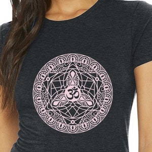 Om Mandala women's slim fit tee, yoga wear, athleisure, yoga tee, workout wear, yoga t-shirt, Buddhist tee, yoga gift, yoga top