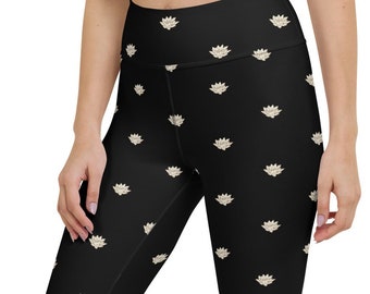 Lotus Print Yoga Capri Leggings, Yoga Hose, Yoga Wear, Workout Hose, Capri Leggings, Cropped Hose, Yoga Strumpfhose, Yoga Strumpfhose