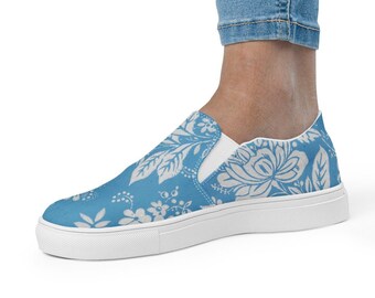Scarpe Da Ginnastica In Tela Donna, Sneakers Basse Slip-on Con Ricamo Floreale, Colore Bianco, Taglia 38 - 4