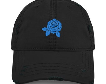 Embroidered Floral Peace Sign Distressed Baseball Hat - Etsy  display picture 1