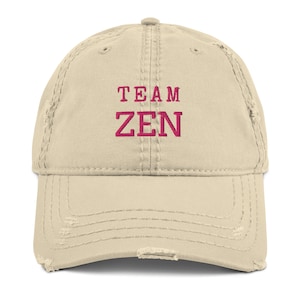 Team Zen distressed baseball hat, dad hat, baseball cap, gift for hat lover, yoga hat, yoga symbol hat, yoga wear