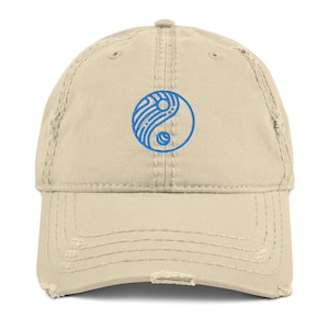 Ying Yang Distressed Baseball Hut, Papa Hut, Baseball Mütze, Geschenk für Hutliebhaber, Yoga Hut, Yoga Symbol Hut, Yoga tragen
