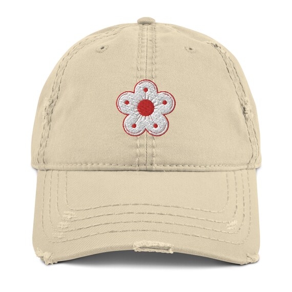 Unique Handmade Cherry Blossom Distressed Studded LV Tan Ball Cap ? A rare sakura in full bloom—crafted in limited numbers  main image 4