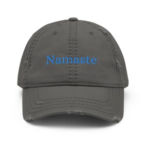 Namaste distressed baseball hat, dad hat, baseball cap, gift for hat lover, yoga hat, yoga symbol hat, yoga wear