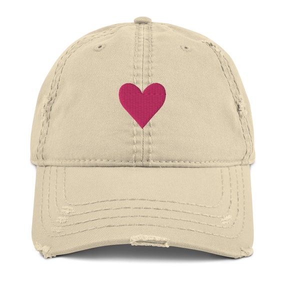 Embroidered Pink Heart Distressed Baseball Hat - Etsy display picture 2