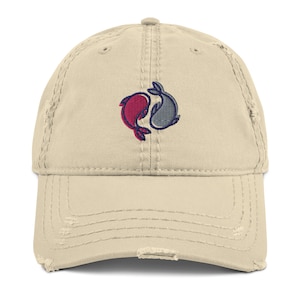 Buddhist carp distressed baseball hat, dad hat, baseball cap, gift for hat lover, yoga hat, yoga symbol hat, yoga wear