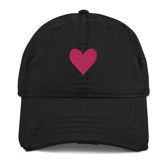 New Custom Designed Black Distressed Baseball Cap with Double Pink Heart Design Amazon.com: Bless Your Heart Women main image 2