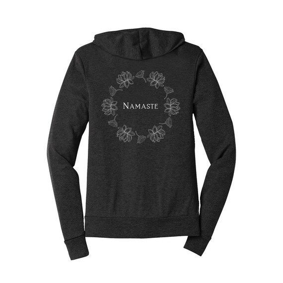 Namaste Unisex Triblend Full-zip Hoodie, Trendy Hoodie, Gift for