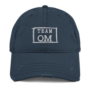 Team Om distressed baseball hat, dad hat, baseball cap, gift for hat lover, yoga hat, yoga symbol hat, yoga wear