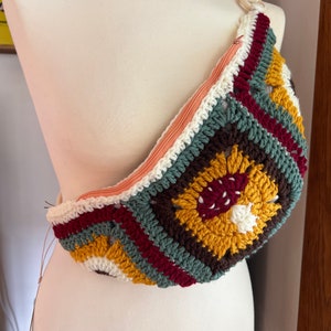 Handmade Crochet Muchsroom Lined Bum Bag