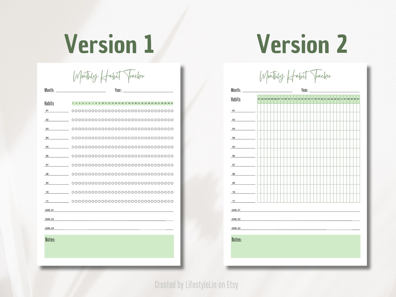Monthly Habit Tracker Template - Printable and Fillable PDF, Instant ...