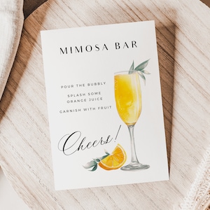 Modèle minimaliste de panneau de bar à mimosa, panneau de bar à mimosa moderne, panneau de mariage Citrus Buck's Fizz, téléchargement immédiat modèle, PDT004