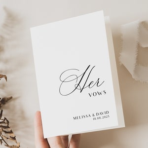 Plantilla de folleto de votos modernos, caligrafía moderna editable votos para él y para ella, libro de votos personalizado imprimible, recuerdo de boda personalizado, PDT004