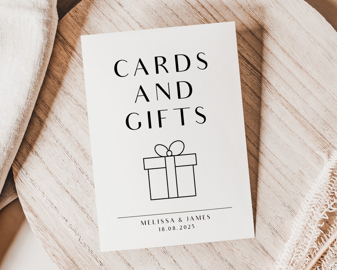 Modern Cards and Gifts Sign Template, Minimalistic Wedding Reception ...