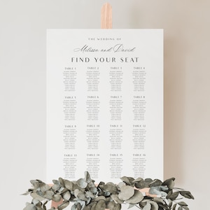 Modern Calligraphy Wedding Seating Chart Template, Elegant and Minimalistic Table Plan, Wedding Sign, Wedding or Party Decor, PDT004