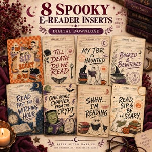 BOOX Go 7-insatspaket, 8 utskrivbara e-läsarfodral, digital nedladdning av läskiga Halloween-böcker