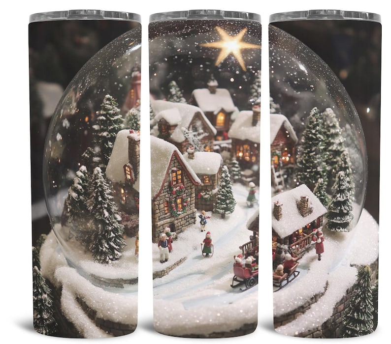 Winter Wonderland Snow Globe Christmas Village 3D Sublimation Skinny