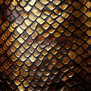 Könnte beinhalten: Nahaufnahme eines strukturierten, gold- und braunen Schlangenhautmusters.