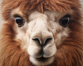 Adorable Alpaca Face Close Up Portrait - 3D Sublimation 20oz Skinny Straight Tumbler Wrap - 300 DPI PNG Commercial Use - Ranch Life Love