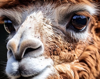 Side View Close up of a Cute Alpaca Face - 3D Sublimation 20 oz Skinny Straight Tumbler Wrap - 300 DPI PNG Commercial Use - Alpaca Llama Art