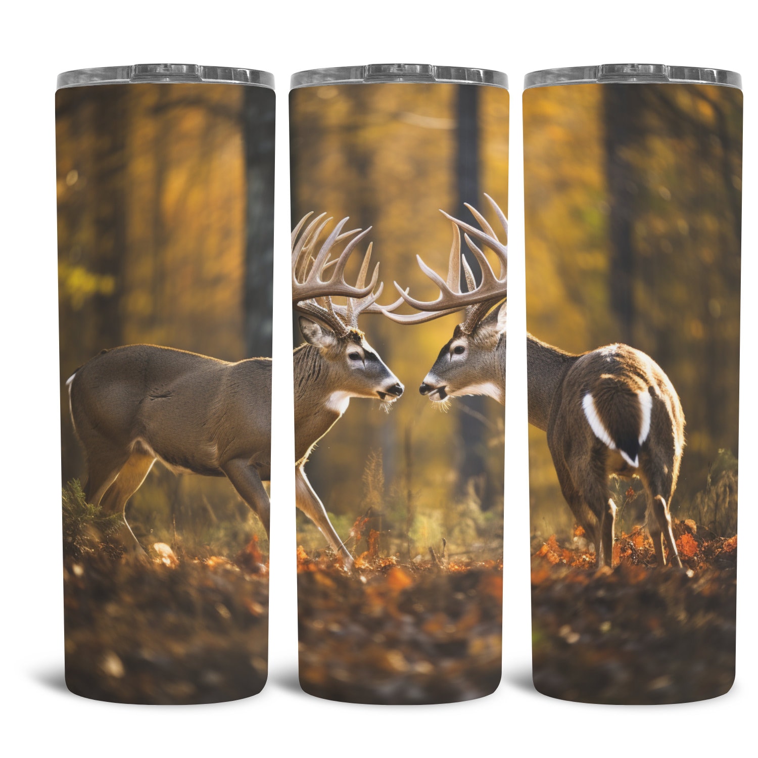 Whitetail Buck Tumbler Wrap PNG | Fighting Deer Rut Season | 20 Oz ...