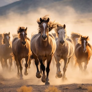 Wild Horses Running Free - 3D Sublimation 20 oz Skinny Straight Tumbler Wrap - 300 DPI PNG Commercial Use - Wild Horse Freedom Print