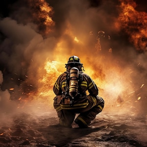 Firefighter Into The Fire - 3D Sublimation 20 oz Skinny Straight Tumbler Wrap - 300 DPI PNG Commercial Use - Emergency Services - Fireman