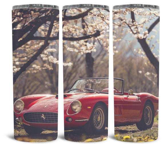 Ferrari 花瓶 赤 陶器 Classic Red Ferrari Spider Convertible Among the Cherry