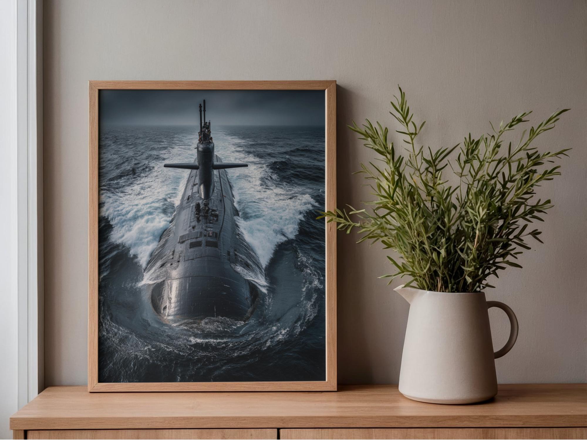 US Navy Submarine Wall Art Printable, Military Submarine Ocean Surface ...