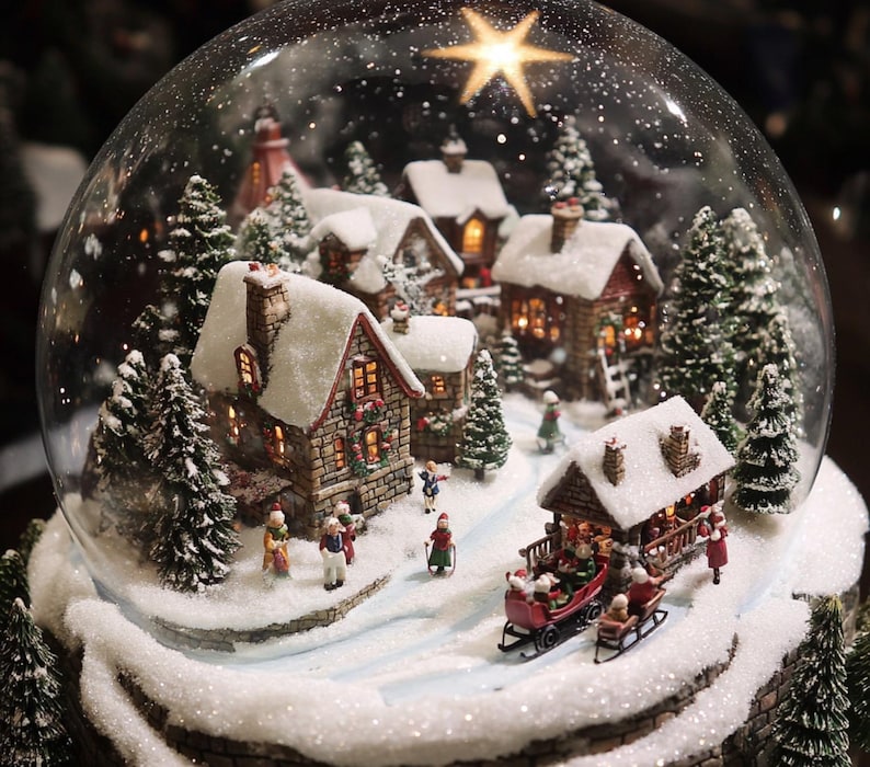 Winter Wonderland Snow Globe Christmas Village 3D Sublimation Skinny