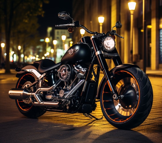 2018 Harley Davidson Fatboy Flat Black Model With Custom Pipes 3D Sublimation 20 Oz Skinny Straight Tumblr Wrap 300 DPI PNG Commercial Use Etsy Australia