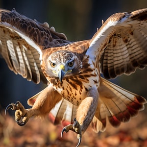 Red Tailed Hawk &quot;Picking Up Dinner&quot; - 3D Sublimation 20 oz Skinny Straight Tumbler Wrap - 300 DPI PNG Commercial Use - Raptor Hunting