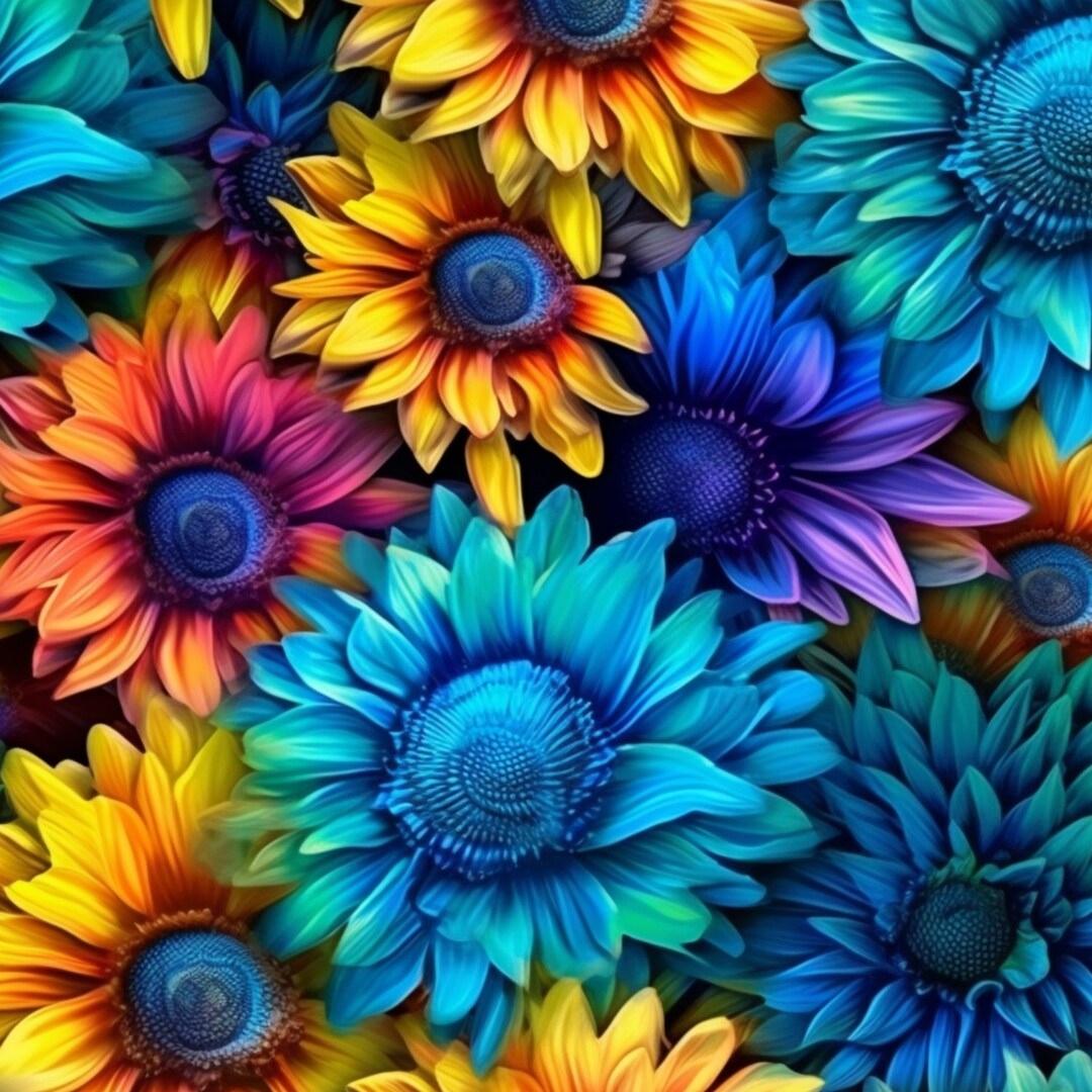 Sweet Tie Dye Sunflowers 3D Sublimation 20 Oz Skinny - Etsy